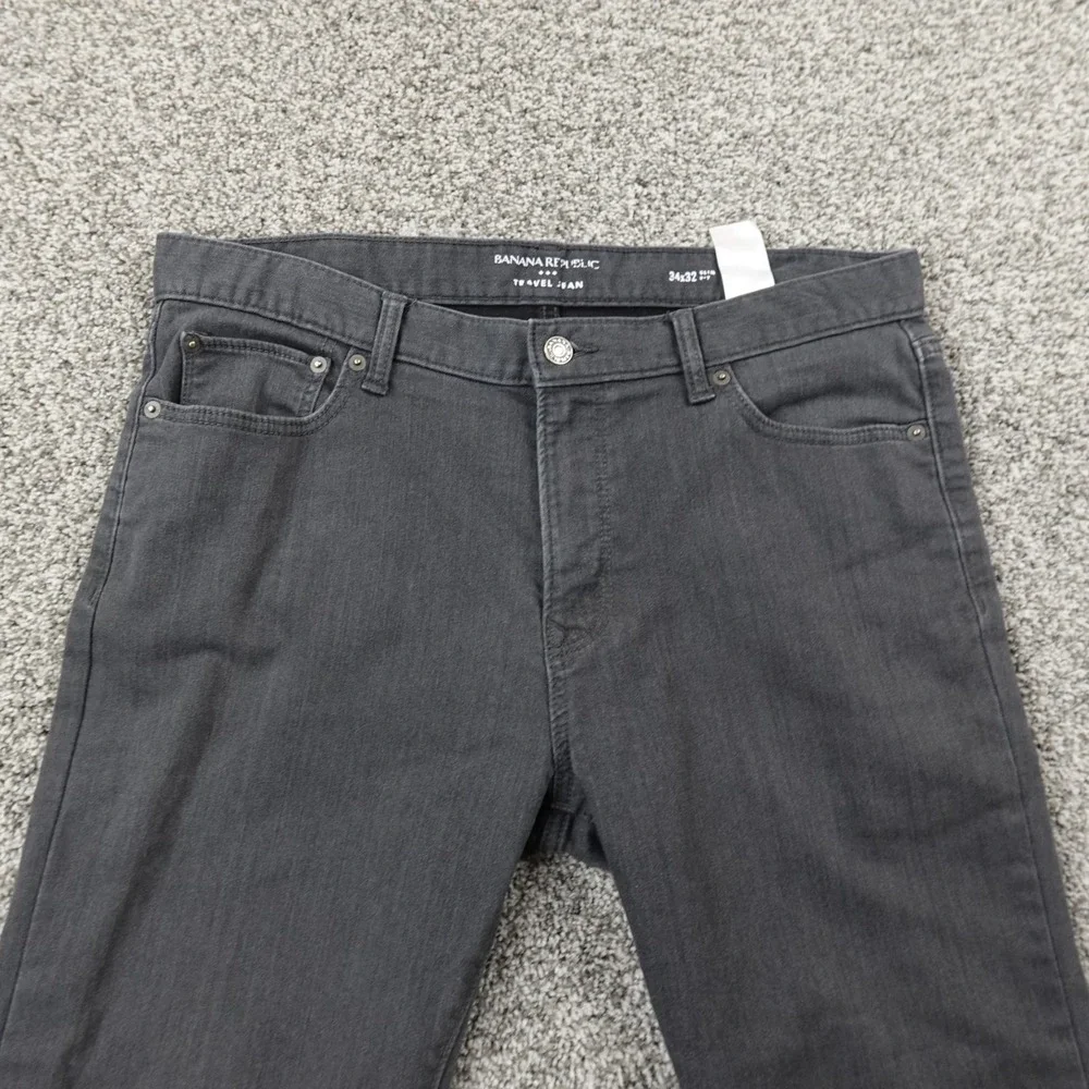 Banana‎ Republic Jeans Mens 34X32 Black Denim Pants Traveler Slim Stretch Preppy